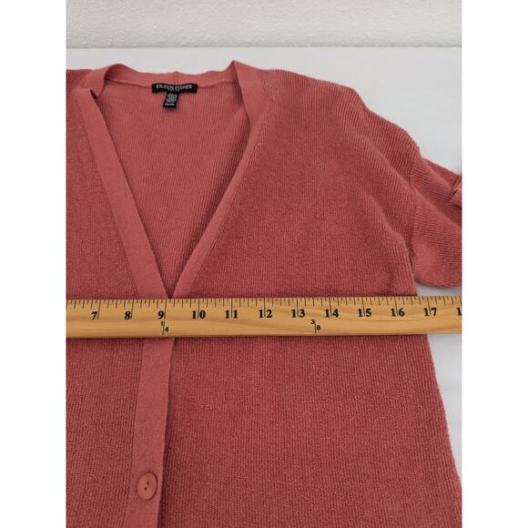 Eileen Fisher Womens Organic Linen Blend Cardigan Sweater Size MP Coral Relaxed - Picture 7 of 8